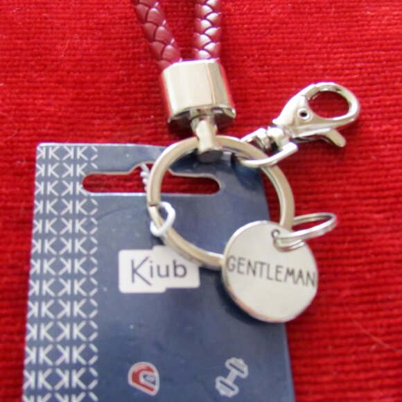 "GENTLEMAN" KEYCHAIN GIFT, KIUB NWT BRAIDED LOOP w FOBS, KEY RING MEN'S PRESENT - Picture 5 of 7